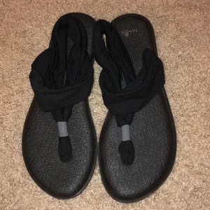 Black Sanuk Yoga Sling Sandals size 9